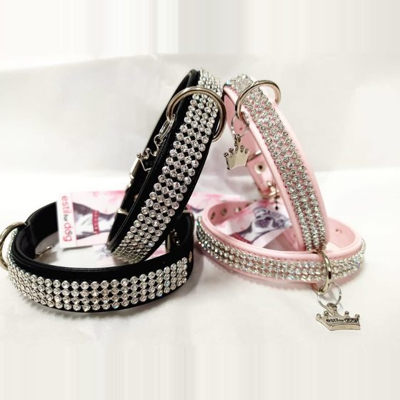 Collares con strass en negro, rosa y blanco
